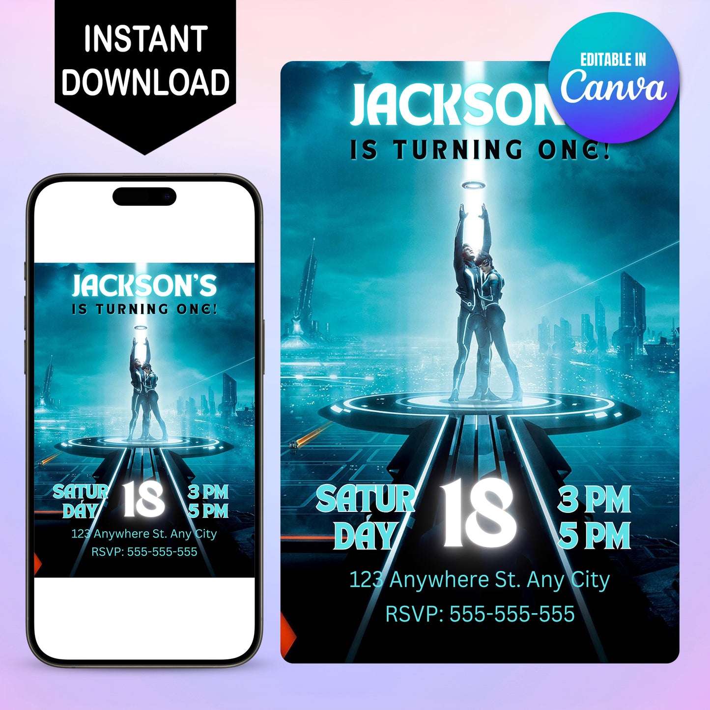 Tron Ares Birthday Party Invite - CreativeRino