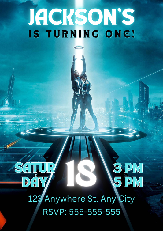 Tron Ares Birthday Party Invite - CreativeRino