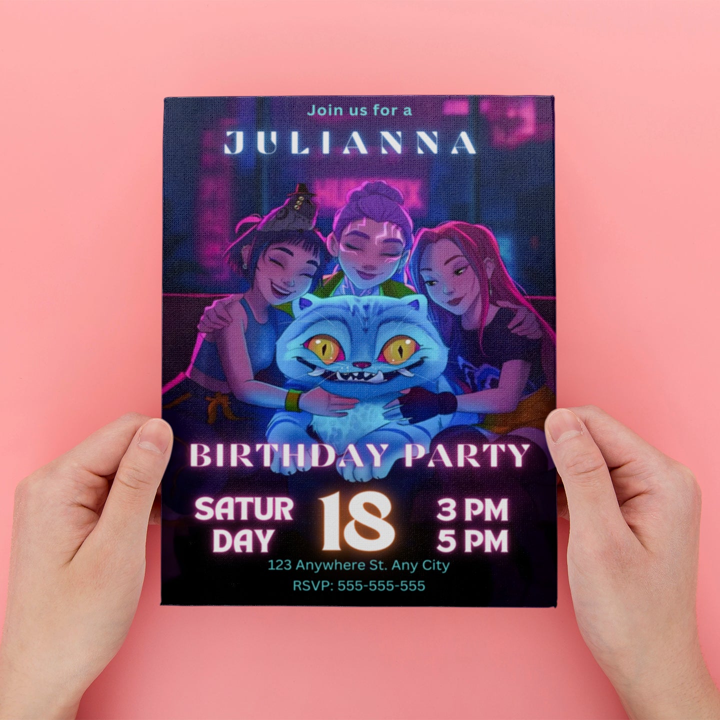 Kpop Demon Hunters Birthday Party Invitation - CreativeRino