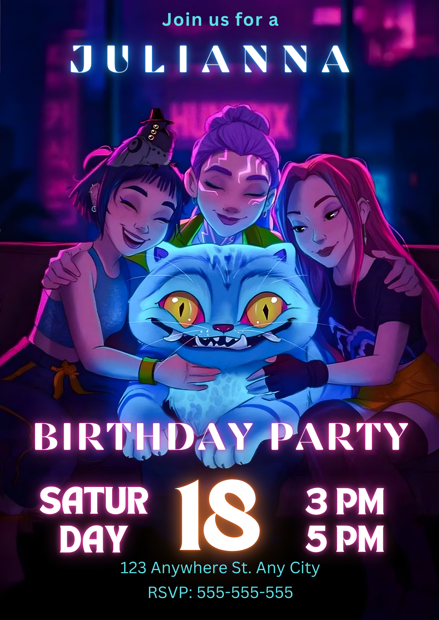 Kpop Demon Hunters Birthday Party Invitation - CreativeRino