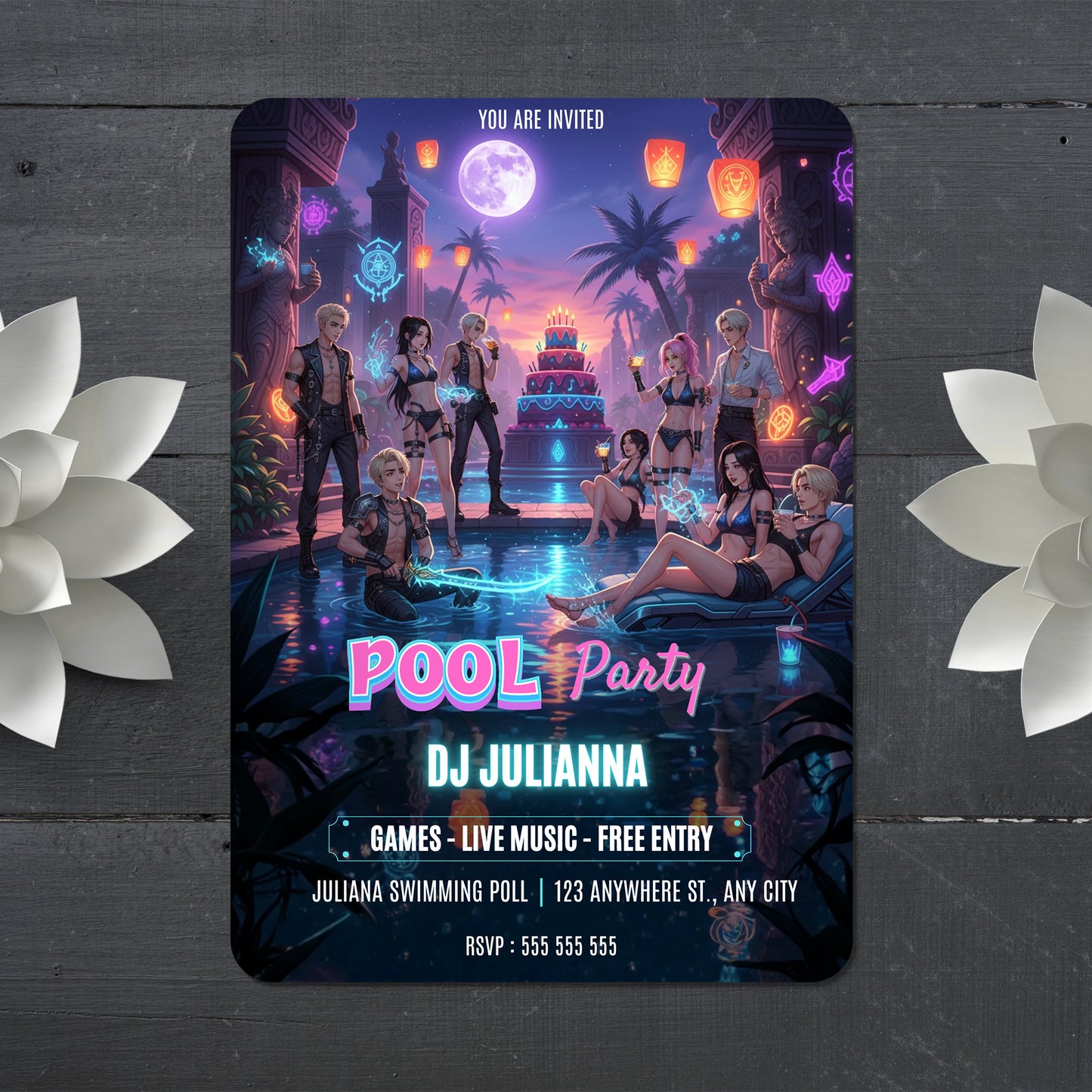 Kpop Demon Hunters Pool Party Invitation - CreativeRino