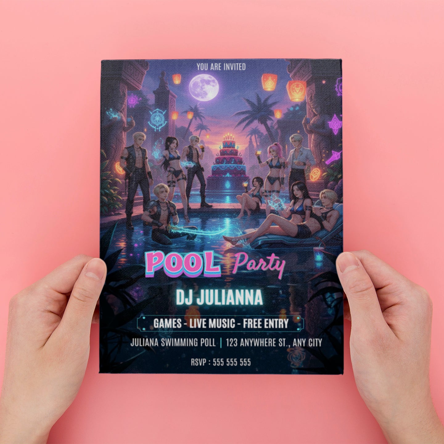 Kpop Demon Hunters Pool Party Invitation - CreativeRino