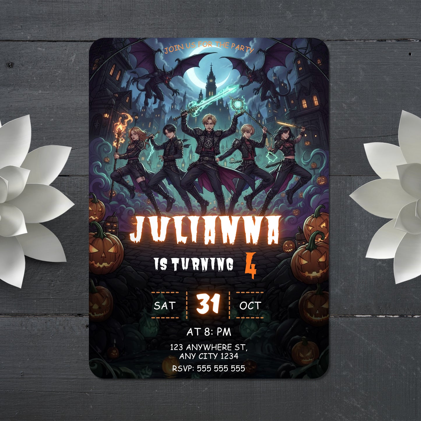 Kpop Demon Hunters Halloween Birthday Invitation - CreativeRino