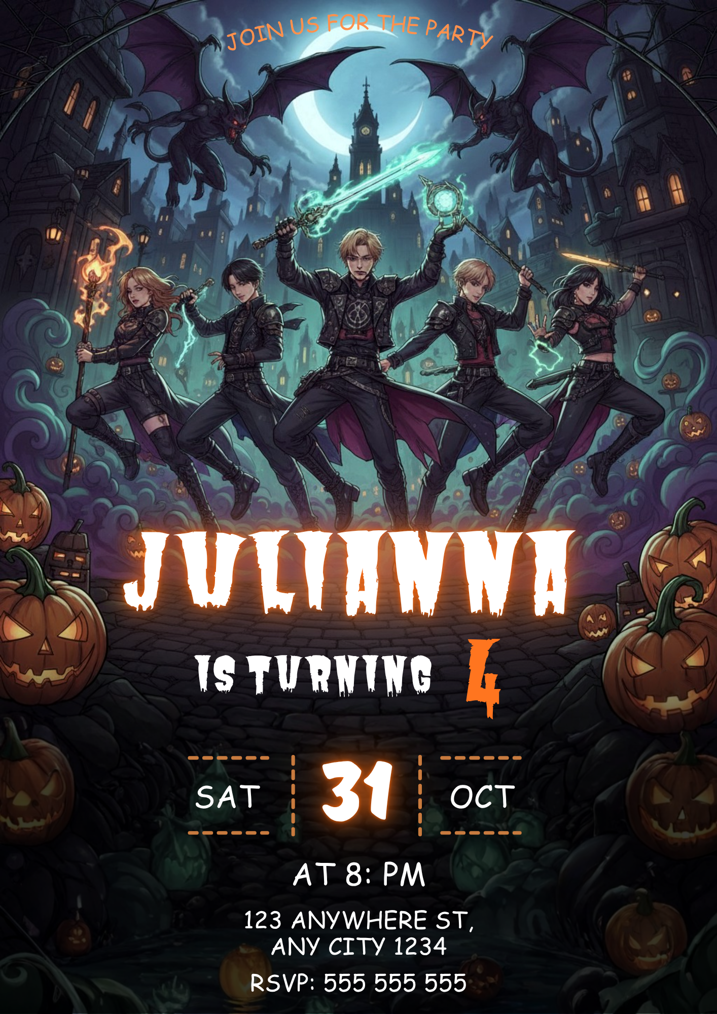 Kpop Demon Hunters Halloween Birthday Invitation - CreativeRino