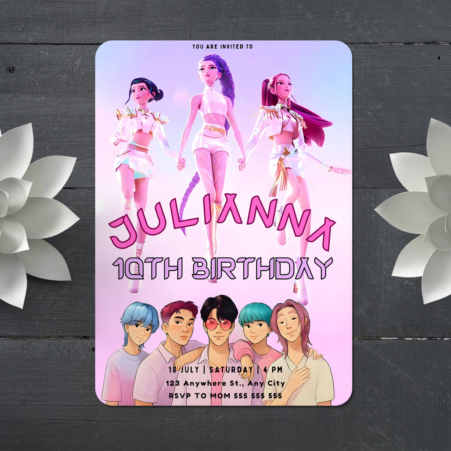 Printable Kpop Demon Hunters Birthday Invitation - CreativeRino