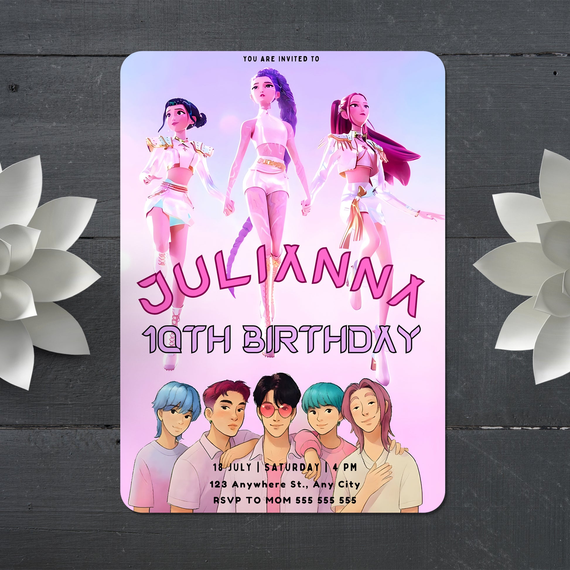 Printable Kpop Demon Hunters Birthday Invitation - CreativeRino
