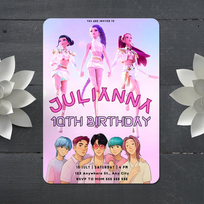 Printable Kpop Demon Hunters Birthday Invitation - CreativeRino