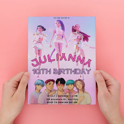 Printable Kpop Demon Hunters Birthday Invitation - CreativeRino