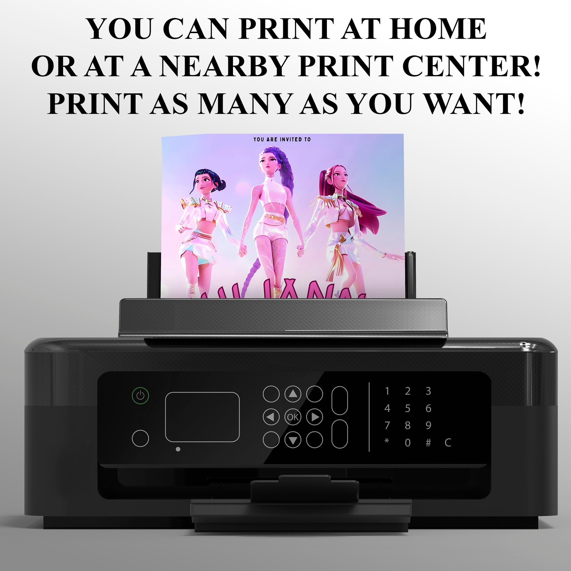 Printable Kpop Demon Hunters Birthday Invitation - CreativeRino