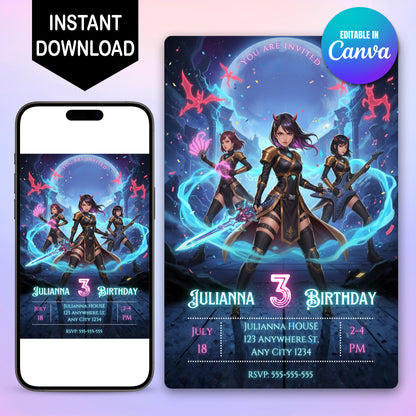 Kpop Demon Hunters Music Birthday Invitation - CreativeRino