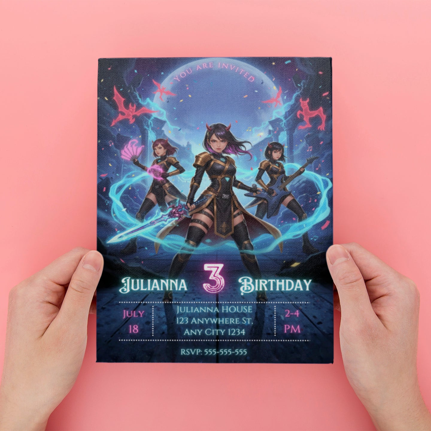 Kpop Demon Hunters Music Birthday Invitation - CreativeRino