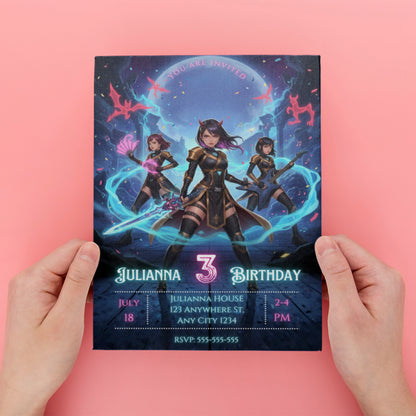 Kpop Demon Hunters Music Birthday Invitation - CreativeRino