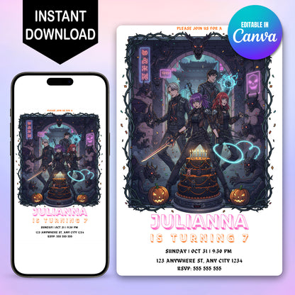 Kpop Demon Hunters Halloween Birthday Party Invitation - CreativeRino