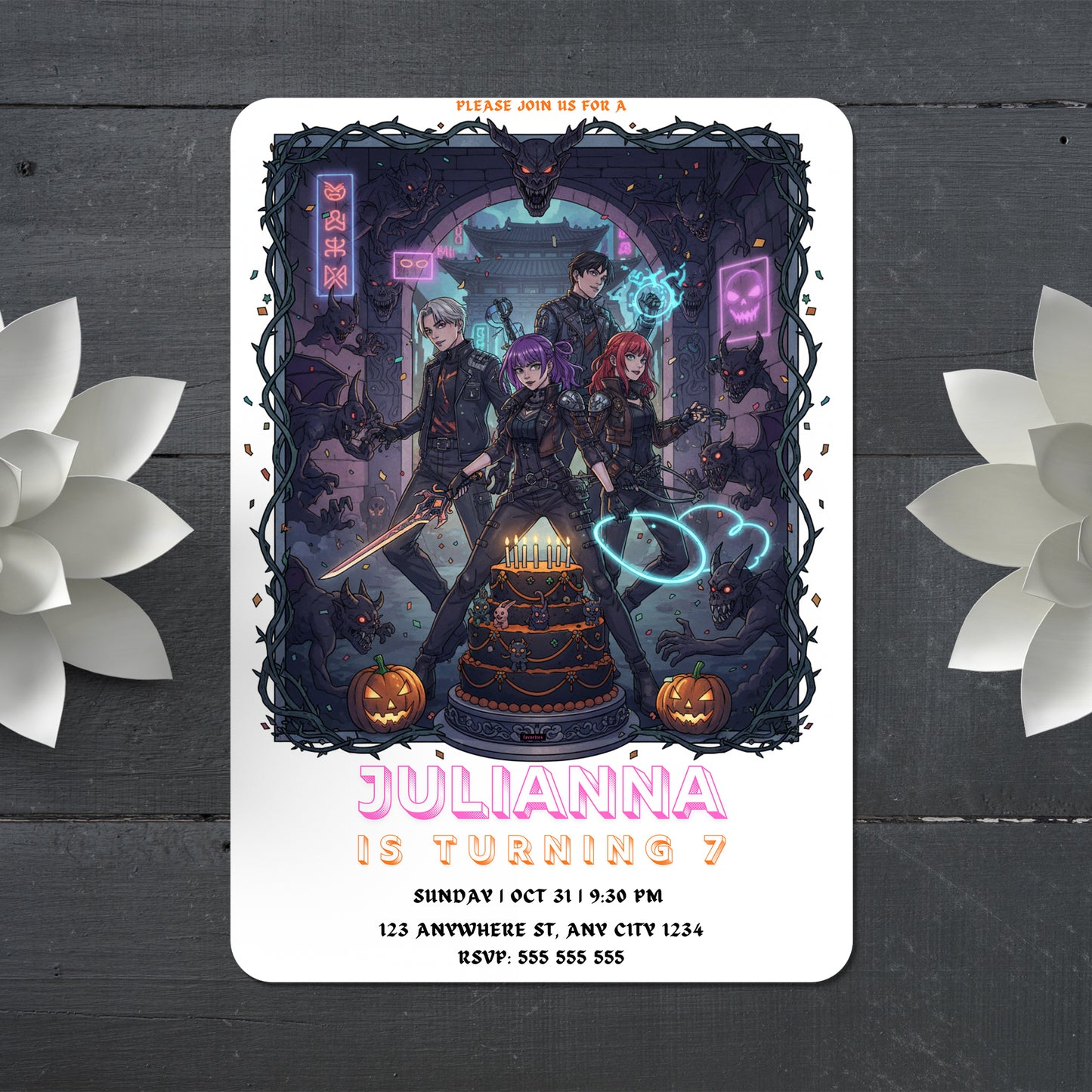 Kpop Demon Hunters Halloween Birthday Party Invitation - CreativeRino
