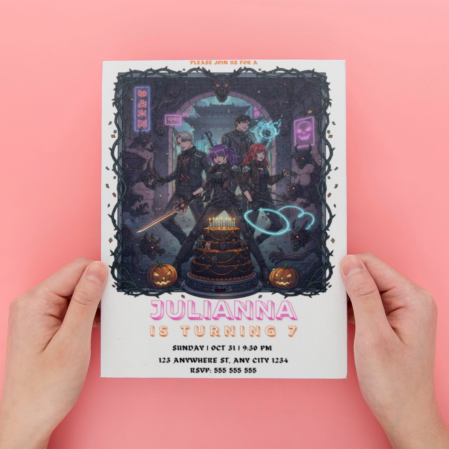 Kpop Demon Hunters Halloween Birthday Party Invitation - CreativeRino