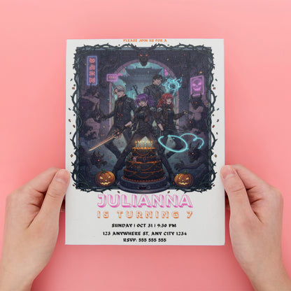 Kpop Demon Hunters Halloween Birthday Party Invitation - CreativeRino