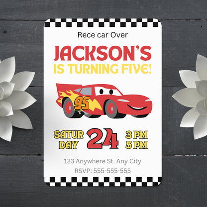 Lightning McQueen Birthday Invitation Template - CreativeRino