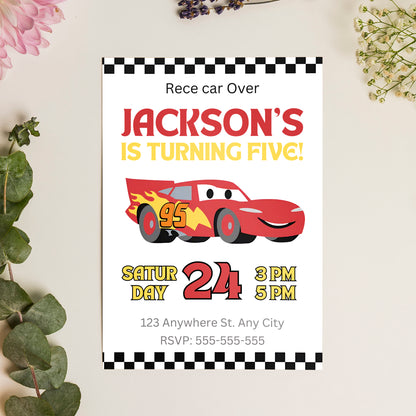 Lightning McQueen Birthday Invitation Template - CreativeRino