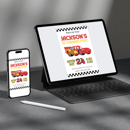Lightning McQueen Birthday Invitation Template - CreativeRino