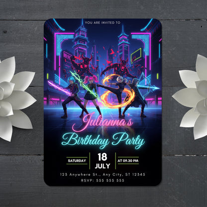 Editable Kpop Demon Hunters Birthday Party Invitation - CreativeRino