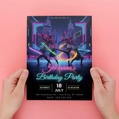 Editable Kpop Demon Hunters Birthday Party Invitation - CreativeRino