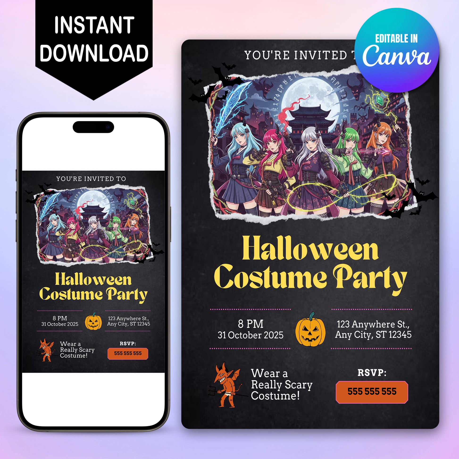 Kpop Demon Hunters Halloween Costume Party Invitation - CreativeRino