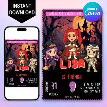 Kpop Demon Hunters Halloween Spooktacular Birthday Party Invitation - CreativeRino