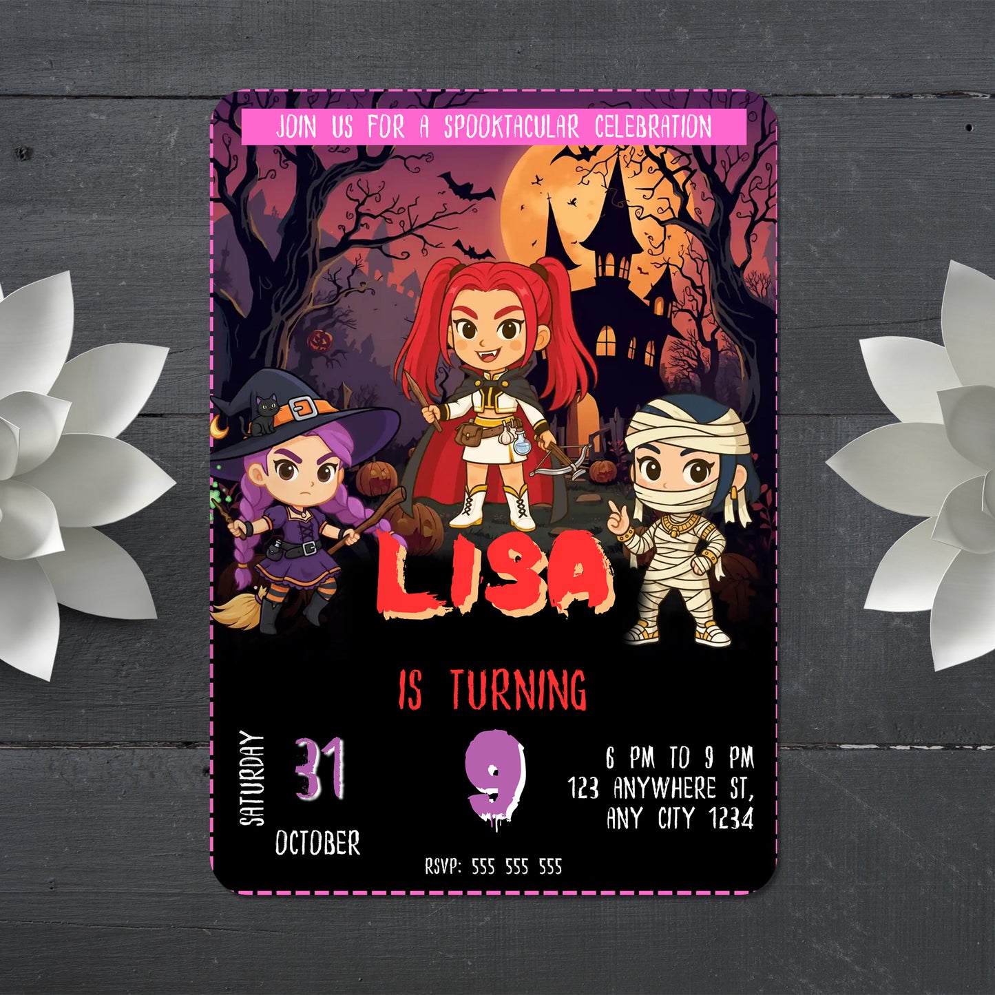 Kpop Demon Hunters Halloween Spooktacular Birthday Party Invitation - CreativeRino