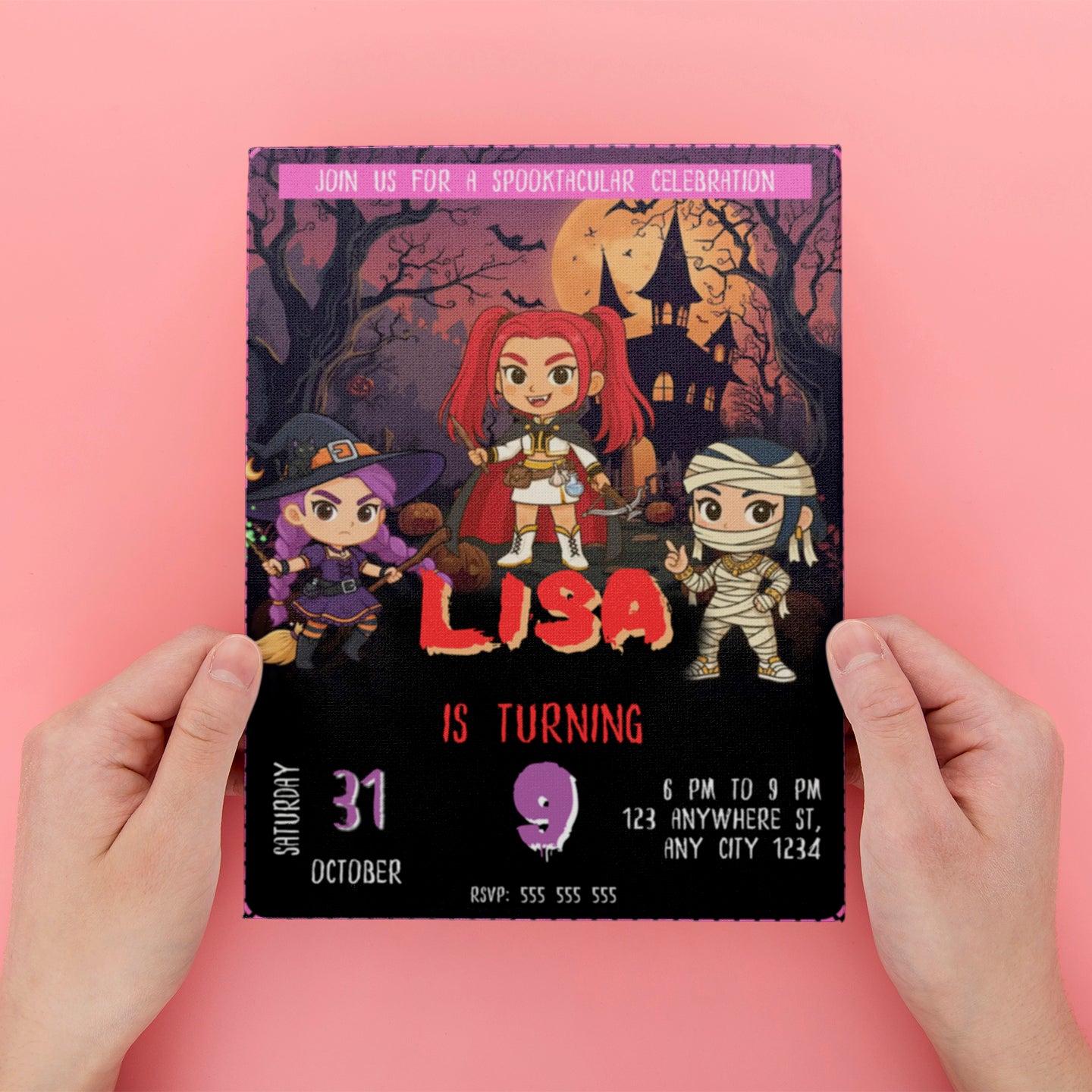 Kpop Demon Hunters Halloween Spooktacular Birthday Party Invitation - CreativeRino