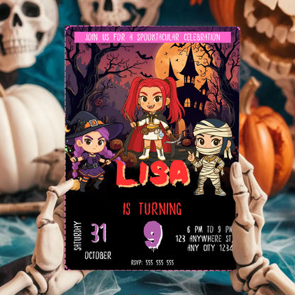 Kpop Demon Hunters Halloween Spooktacular Birthday Party Invitation - CreativeRino