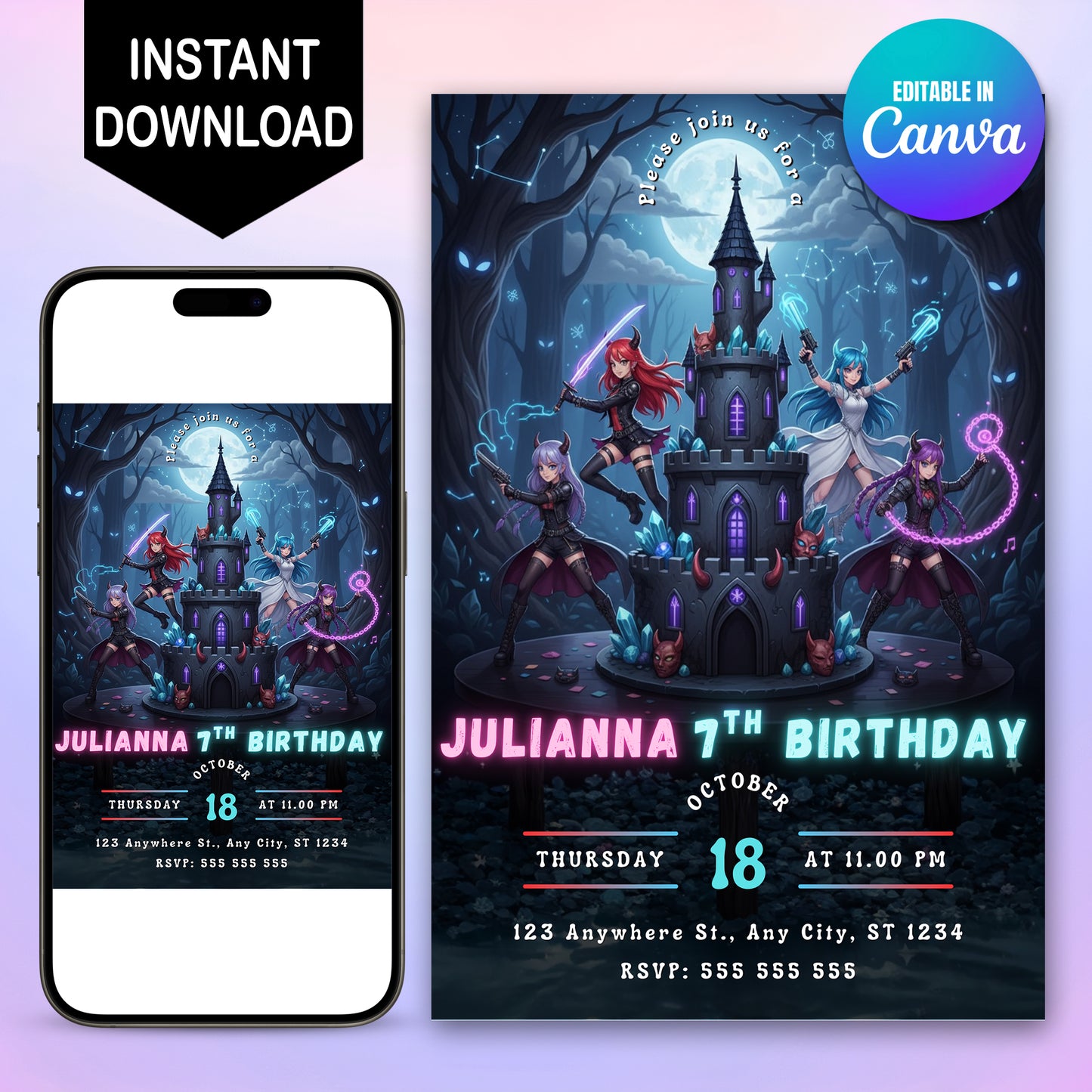 Kpop Demon Hunters Birthday Invite Template - CreativeRino