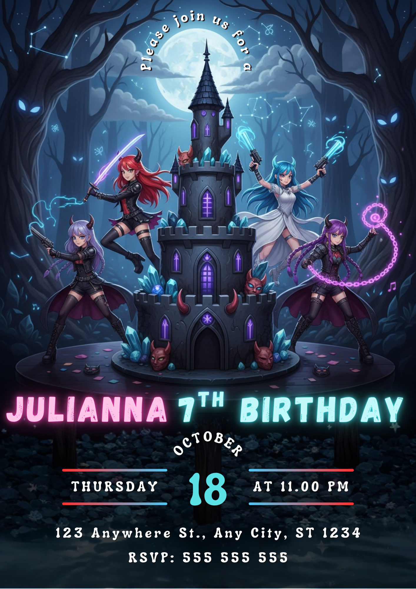 Kpop Demon Hunters Birthday Invite Template - CreativeRino