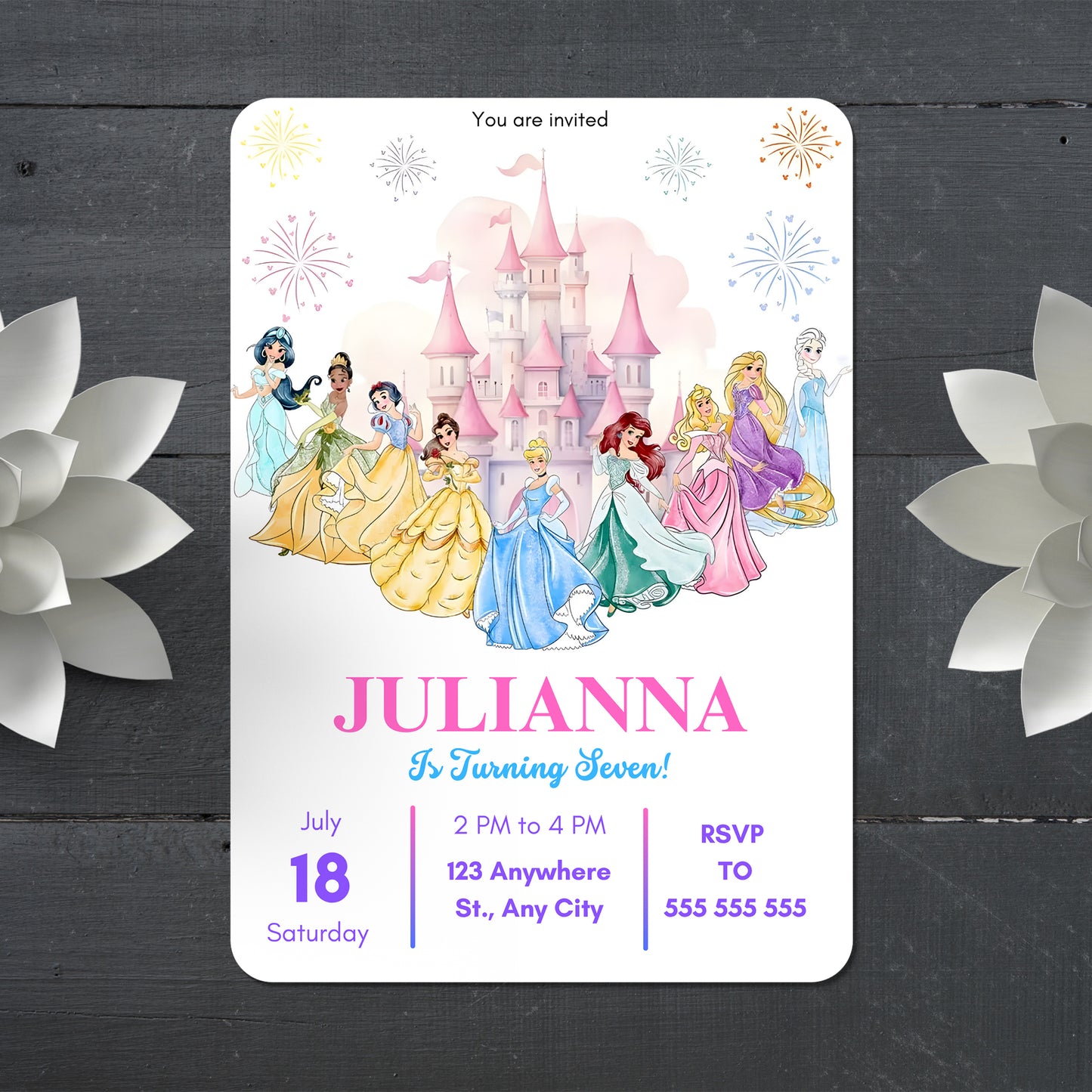 Disney Princess Birthday Invitation - CreativeRino