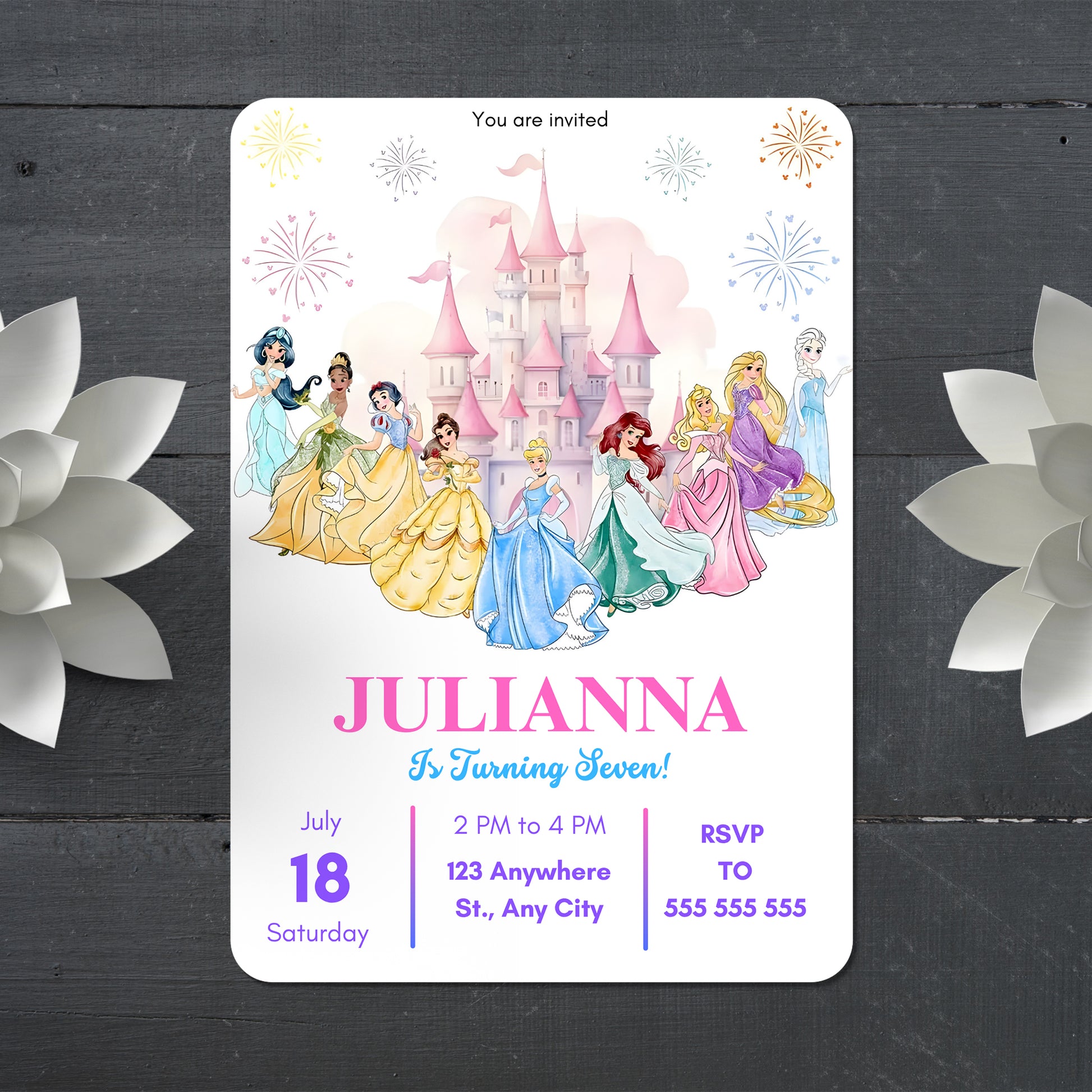 Disney Princess Birthday Invitation - CreativeRino