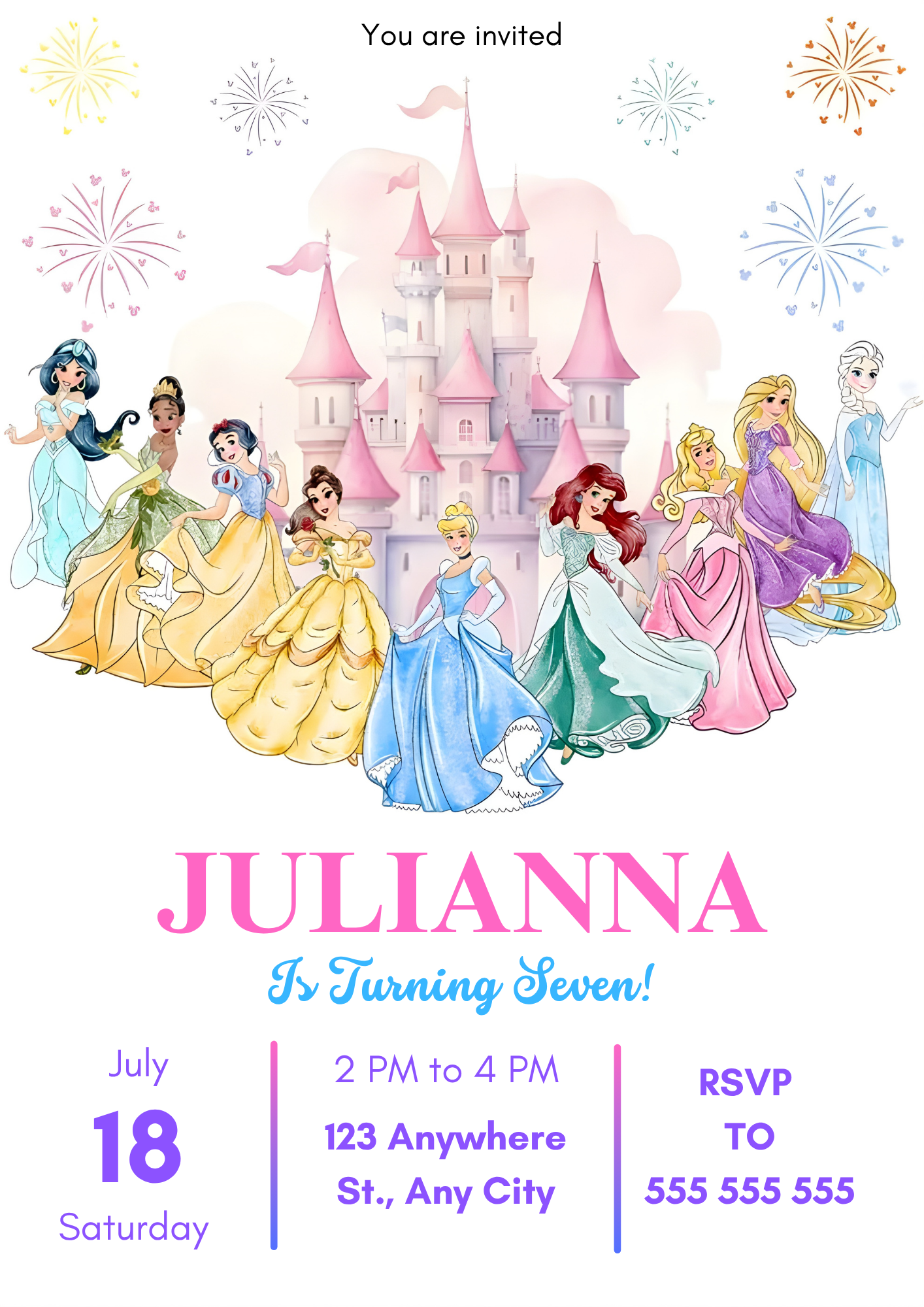 Disney Princess Birthday Invitation - CreativeRino