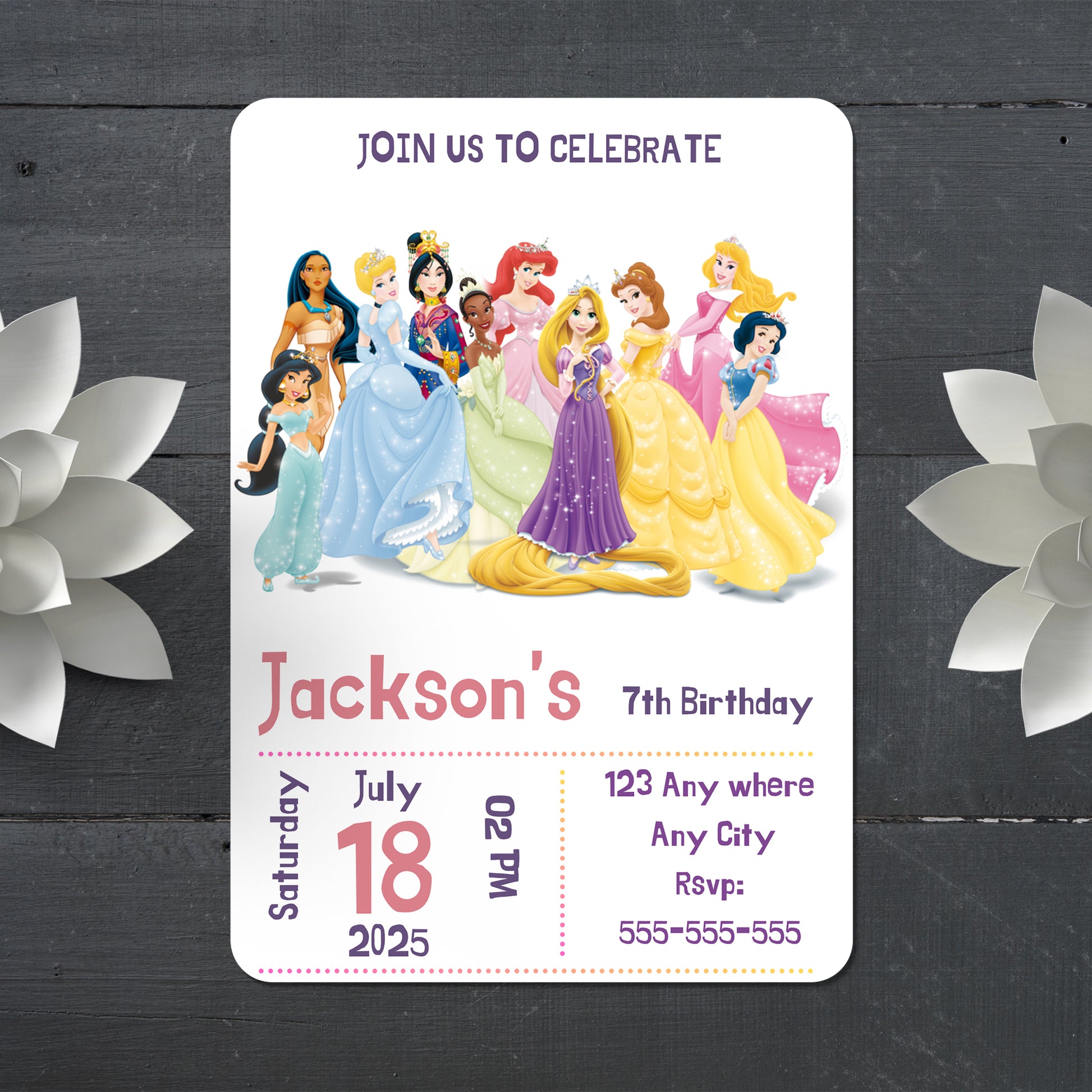 Disney Princess Birthday Party Invitation - CreativeRino