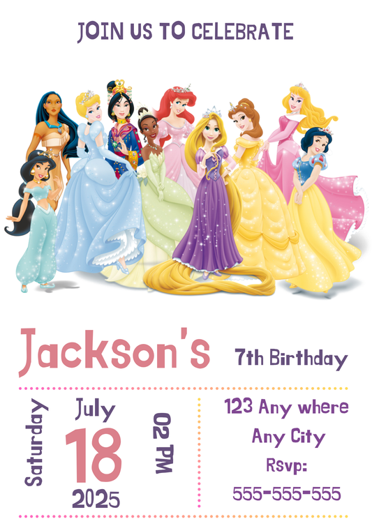Disney Princess Birthday Party Invitation - CreativeRino