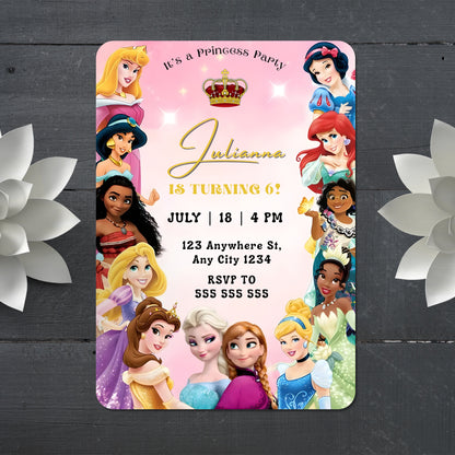 Digital Disney Princess Birthday Invitation Template - CreativeRino
