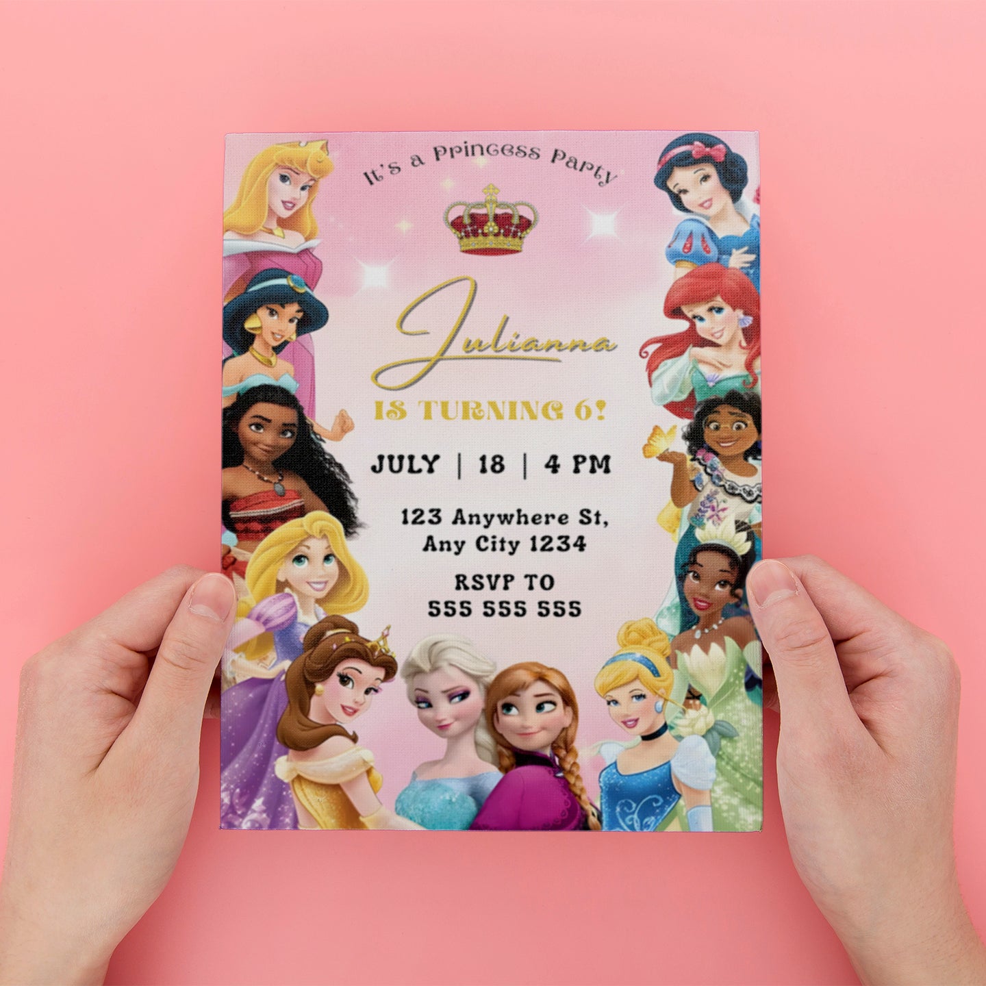 Digital Disney Princess Birthday Invitation Template - CreativeRino