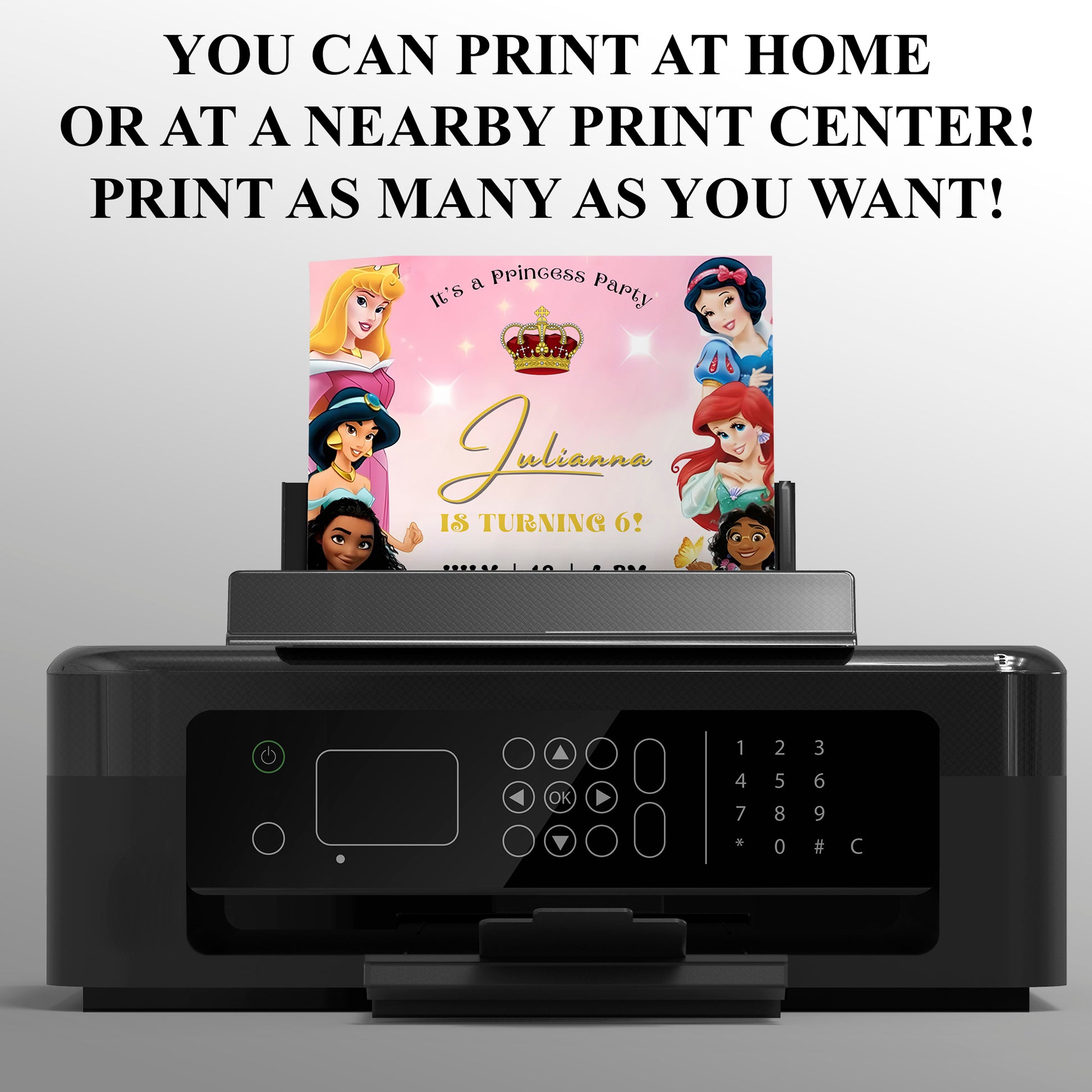 Digital Disney Princess Birthday Invitation Template - CreativeRino