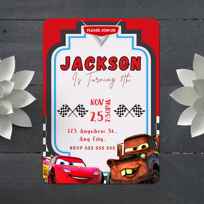 Lightning McQueen Birthday Invitation Template - CreativeRino