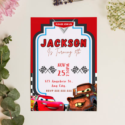 Lightning McQueen Birthday Invitation Template - CreativeRino
