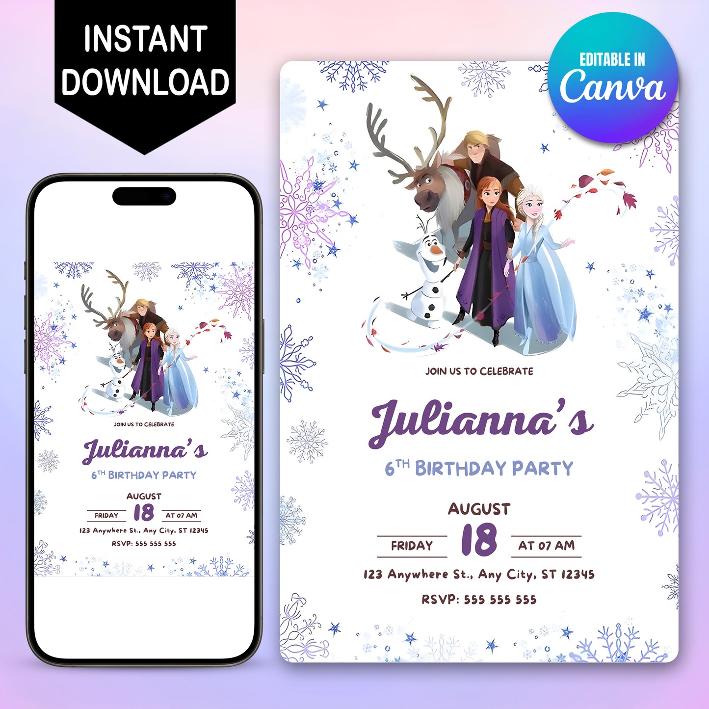 Editable Frozen Birthday Invitation - CreativeRino