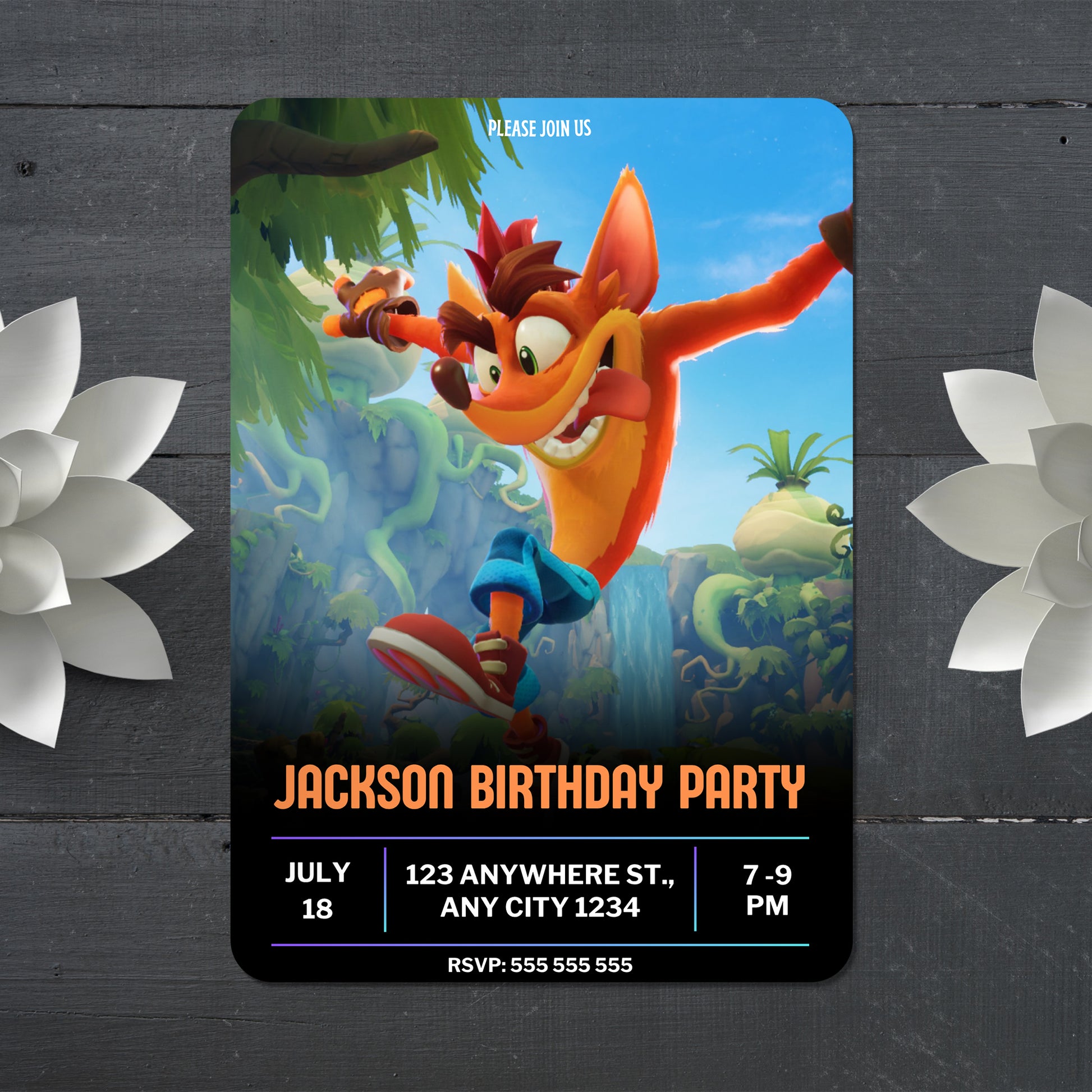 Crash Bandicoot Birthday Invitation - CreativeRino
