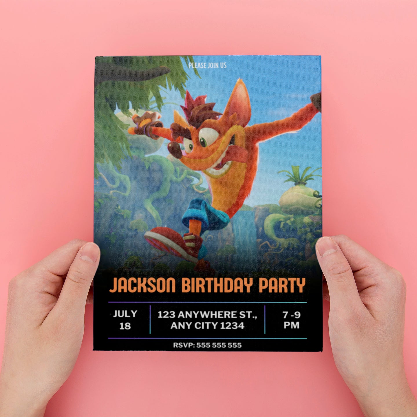Crash Bandicoot Birthday Invitation - CreativeRino
