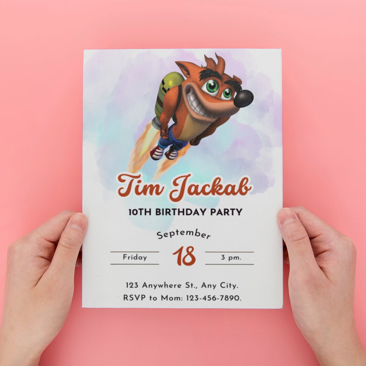 Printable Crash Bandicoot Birthday Invitation - CreativeRino