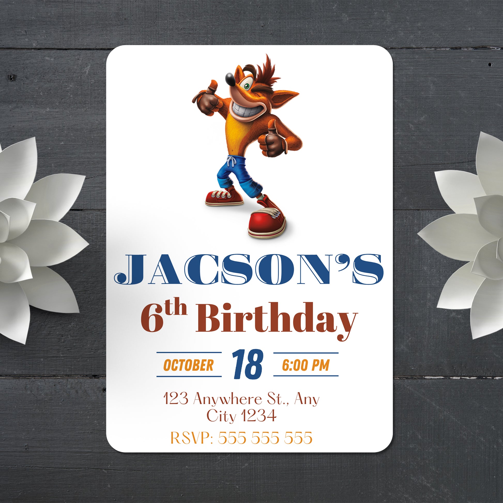 Crash Bandicoot Birthday Party Invitation - CreativeRino