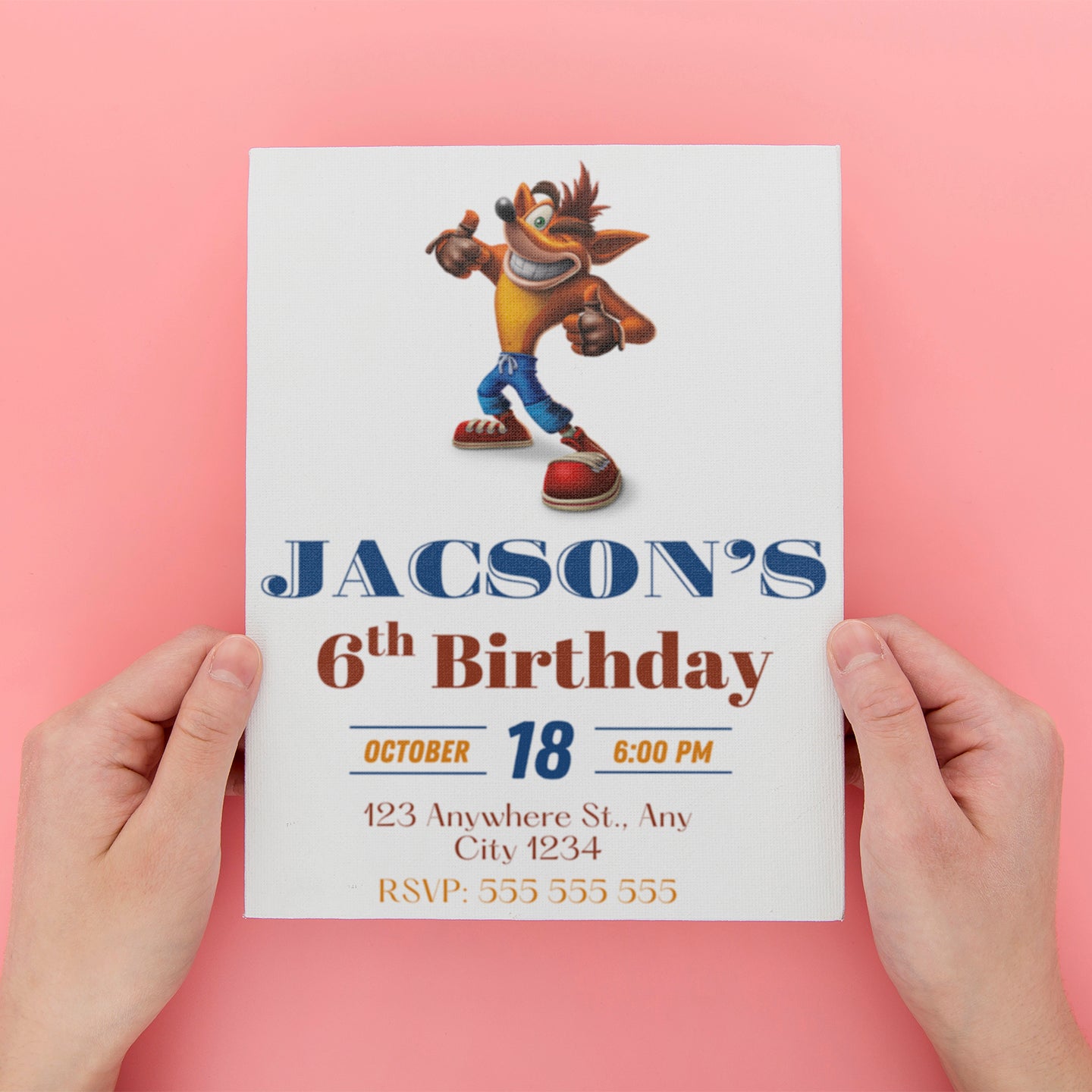 Crash Bandicoot Birthday Party Invitation - CreativeRino