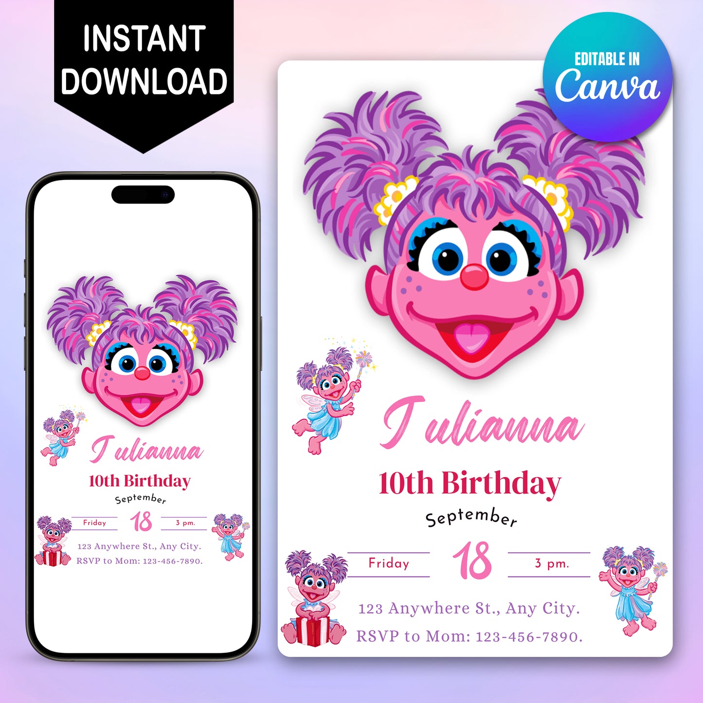 Abby Cadabby Birthday Invitation - CreativeRino