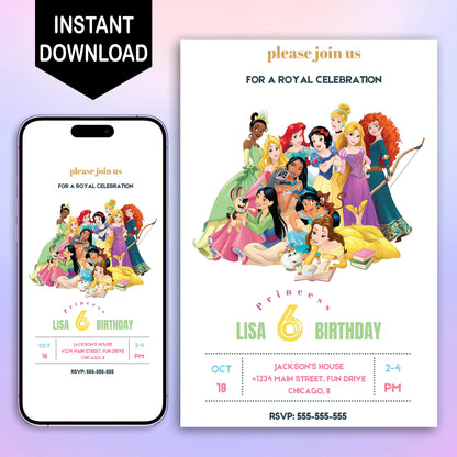 Princess Birthday Invitation Template - CreativeRino